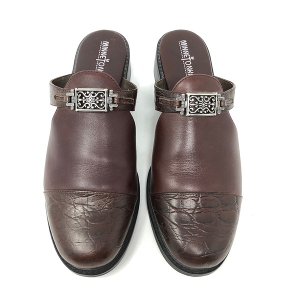 MINNETONKA 6052 Brown Leather Mules - Picture 5 of 8